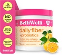 Tambahan Fiber BelliWelli untuk Perempuan & Pria - Premium Bubuk Serat Harian dari Acakia Organik Dengan Collagen Ditambahkan, Elektrolytes & Program- Tidak Ada Bloat, Sembelit & Gut Kesehatan Dukungan (Orange Yuzu)