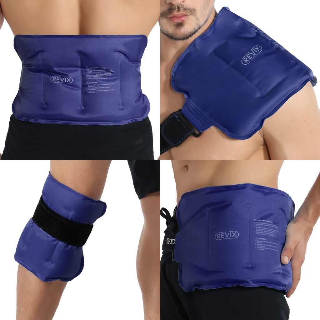 Paket Es REVIX untuk Injuries Dapat dipakai ulang Gel untuk Bawah, Kandang Dingin untuk Bahu Belakang, Siku, Hip, Kaki, Bungkus Sekitar Entile, Kompres Dingin Lembut, 16 x 9 "Angkatan Laut