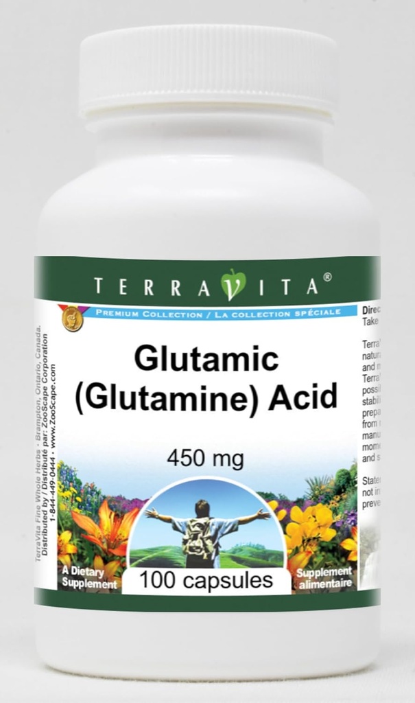 Glutamic (Glutamine) Acid - 450 mg (100 Capsules, ZIN: 51331)