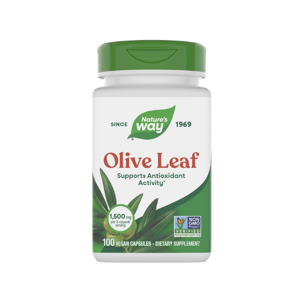 Nature 's Way Olive Leaf - 1.500 mg per 3- Capsule Serving - Support Antioxidant Activity * - Olive Leaf Herbal Capsules - Non-GMO Project Verified - Gluten Free - 100 Vegan Capsules