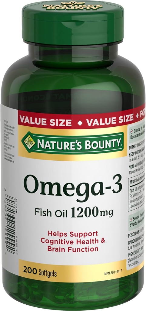Nature 's Bounty Omega-3 1200mg 200 jumlah