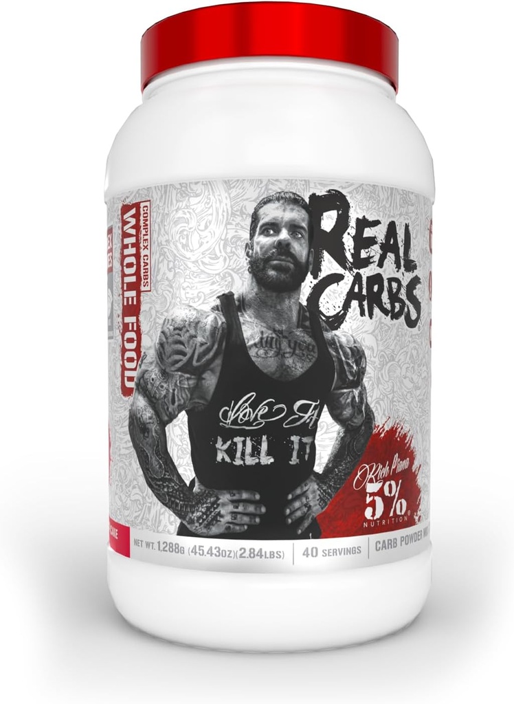 5% Nuclection Rich Piana Real Carbs dengan Mie Real Food Complex Carb, Long- Lasting Low Glycemic Energy untuk Pre-Workout / Postout Recout Meal, 2.84 lb, 40 Servings (Strawberry Shortcake)