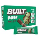 Bar Built, Puff Protein Bars, Mint Chip Puff, 17g Protein Snacks, OnTheGo Bars, Only 140 Calories, 6g Sugar, Collagen, Gluten Free, 12 Count