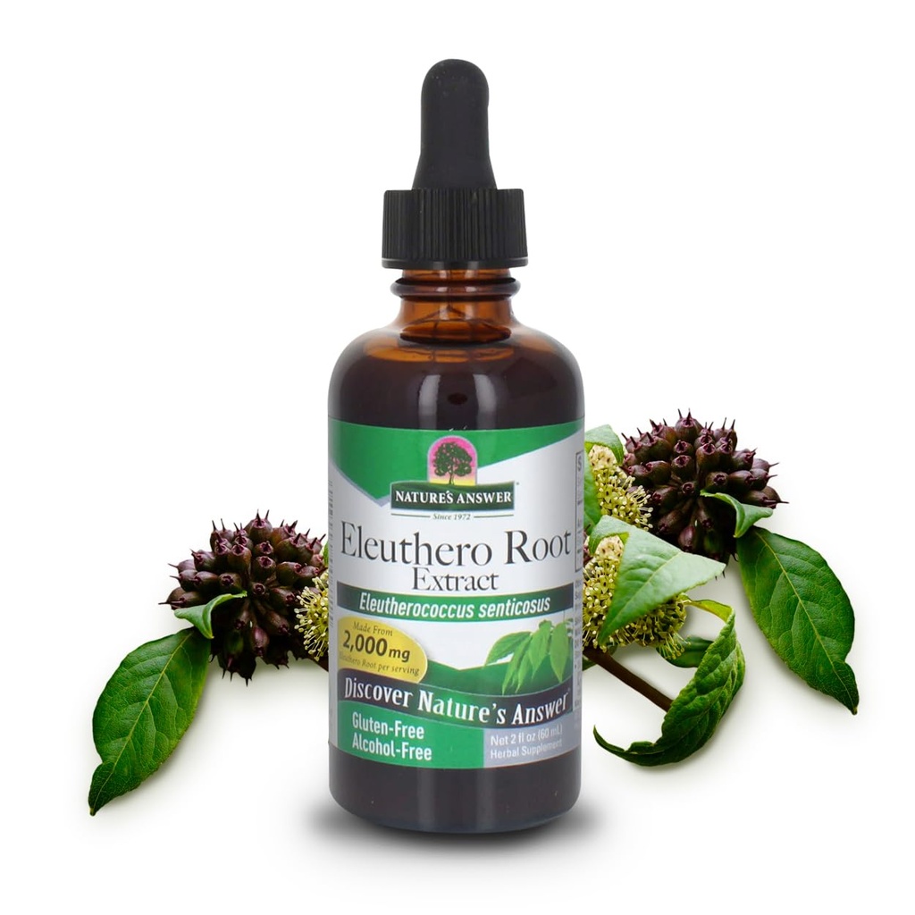 Nature 's Jawaban Alcohol- Free Eleuthero Root, 2- Fluid Ounces 124; Vegan 124; Tidak ada Ekstrak Pengawet Bebas