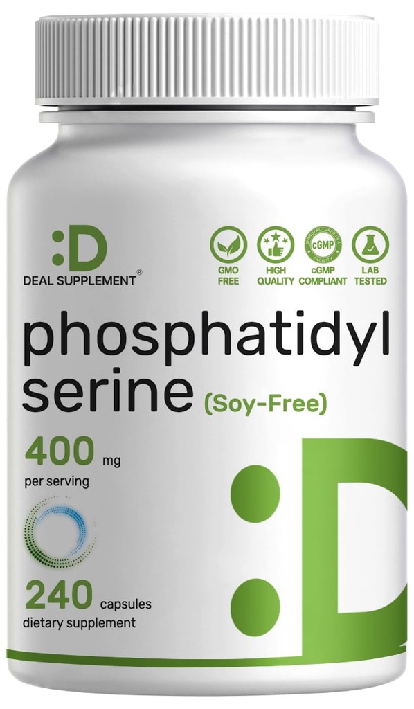 Foshatidylserine Suplement, 400mg Serving, 240 Capsules - Soy Free Sunflower Lecites Sumber