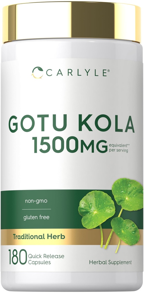Carlyle Gomu Kola Capsules 1500mg 124; 180 Menghitung 124; Non-GMO, Gluten Free 124; Ekstrak Tradisional Herb