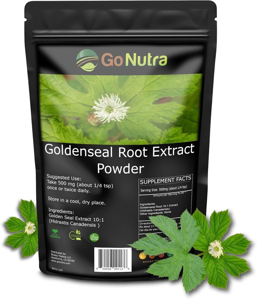 Go Nutra Goldenseal Root Extract Pure Goldenseal Powder Power10: 1 Goldenseal Extract 4oz. Herbal Tambahan Root Segel Emas