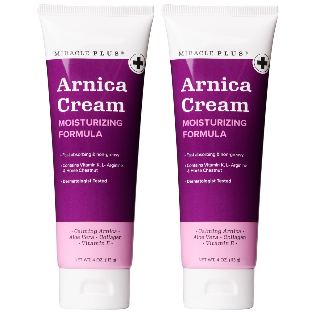 Miracle Plus Arnica Cream Extra Energy Relief Lotion For Bruising And Swealling On Skin 14; Arnica Geel, Vitamin K Cream, Skin Care 124; Moisturizing Bruise Formula dengan Horse Chestnut, 2-Pack
