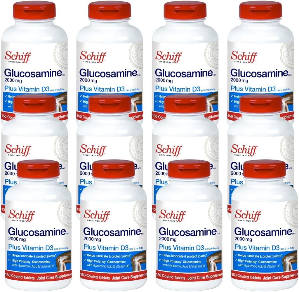 Schiff Glucosamine 2000mg with Hyaluronic Acid Joint Supplement, 150 ct (Paket 12)