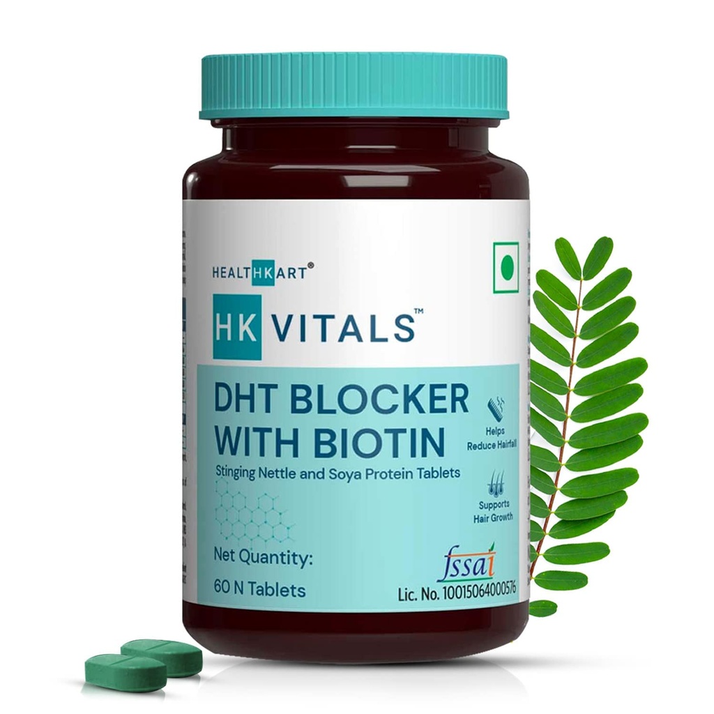 HK Vitals DHT Blocker dengan Biotin, Stinging Nettle dan SOYA Protein, Membantu Mengurangi Rambut Jatuh, Menstimulasi Rambut Pertumbuhan, 60 Tablet