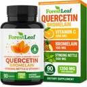 ForestLeaf Quercetin dengan Bromelain 1350mg - Blend with Vitamin C & Stinging Nettle Suplement, Quercetin 500mg Capsules, Non-GMO Gluten Free, Natural Immune & Respiration Fungsi, 90 Vevgie Caps