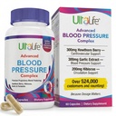 Suplemen Tekanan Darah ULTALIFE - Advanced Blood Pressure Complex Tekanan Darah - Hawthorn Berry, Hibiscus, Garlic, Forskola - 14 Vitamin & Herbs, 30 Hari Supply di Veggie Capsules