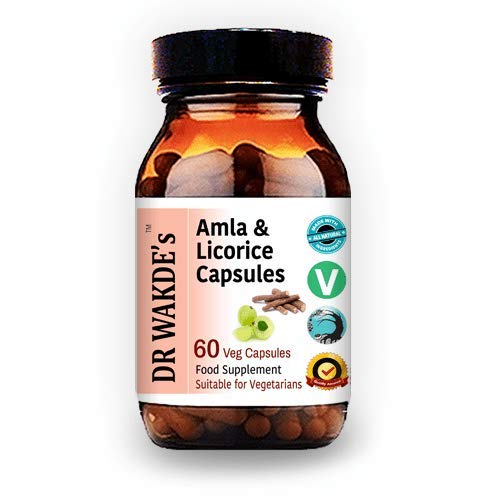 DR WAKDE 's Amla & Licorice Capsules (60 Veg Caps, untuk Indibubles Acid, Ayurvedic Suplemen, Vegan, Herbal, All Natural, Made in UK)