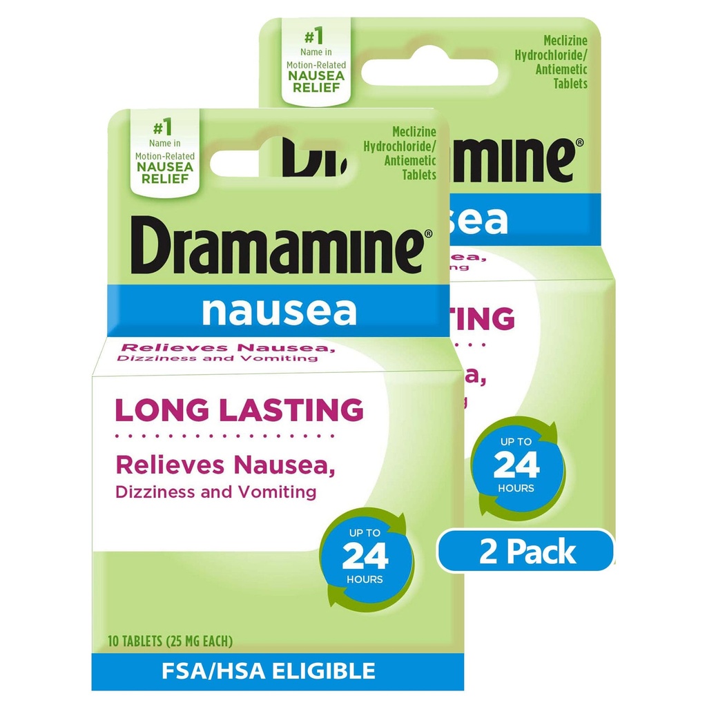 Dramamine Nausea Long Lasting, Nausea Relief, 10 Count (Paket 2)