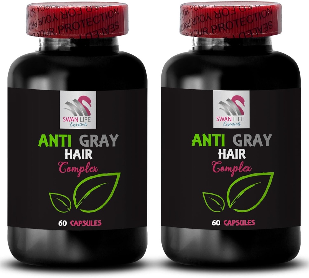 AntiGray Hair Pill - Anti Gray Hair Complex - Rambut Shade Control, Brilliance Warna, Vibrant Tone, Natural Gray Care, Solusi Rambut Abu-Abu, Rambut Dinamis, Gray Reduction Care 2 Botol 120 Capsules