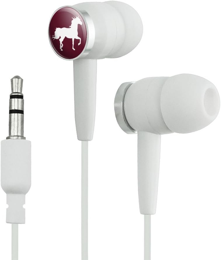 GRAPHICS & LEBIH Horse Silhouette Wild Mane Trotting Maroon Novelty di Headphone Earbud - White