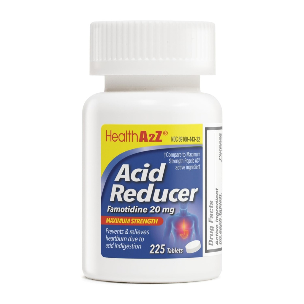 HealtA2Z ® Acid Reducer 126; Fomotidine 20mg 124; Maximum Energy 124; Relief from Heart Burn Because to Acid Indibuttles (225 Tablets (Pack of 1))