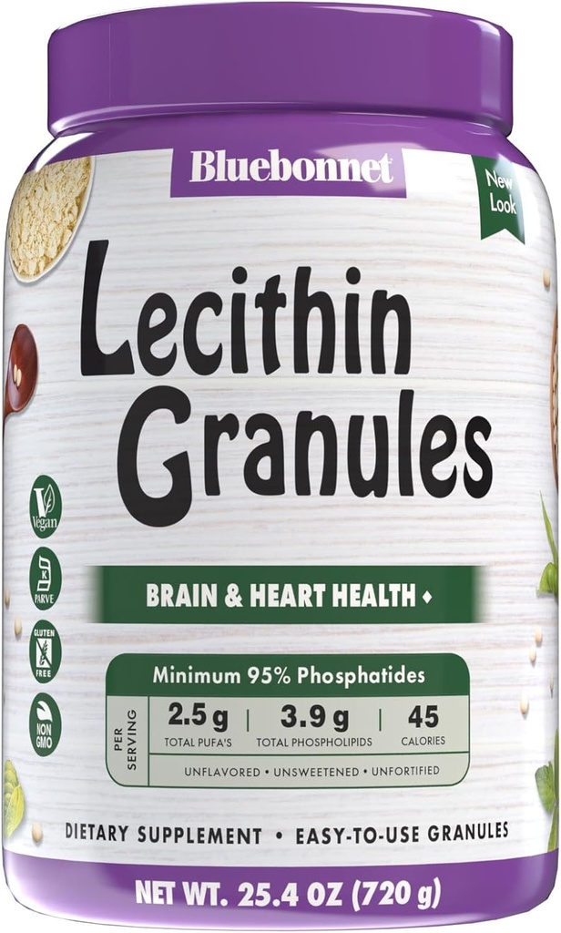 Bluebonnet Nutrition Super Earth Lecithin Granules, Deerived From Non-GMO Soy, Gluten- Free, Non-GMO, Vegan, Kosher Certifikasi, No Sugar Added, 25.4 oz, 96 Servings