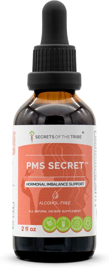 PMS Secret Alcohol- Free, Glycerite Black Cohosh, Cramp, Vitex, Valerian, Dandelion, Chamomile, St. John 's Welt. Tincture, Herbal Extract Hormonal Imbalance Dukungan 2 OZ
