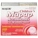 MAJOR Children 's Mapap Acetaminopenhen 160 mg Cable Tablet - Reliever / Fever Reducer - Aspirin Free - Ibuprofen Free - for Ages 2 sampai 11-24 Count (1 Pack)