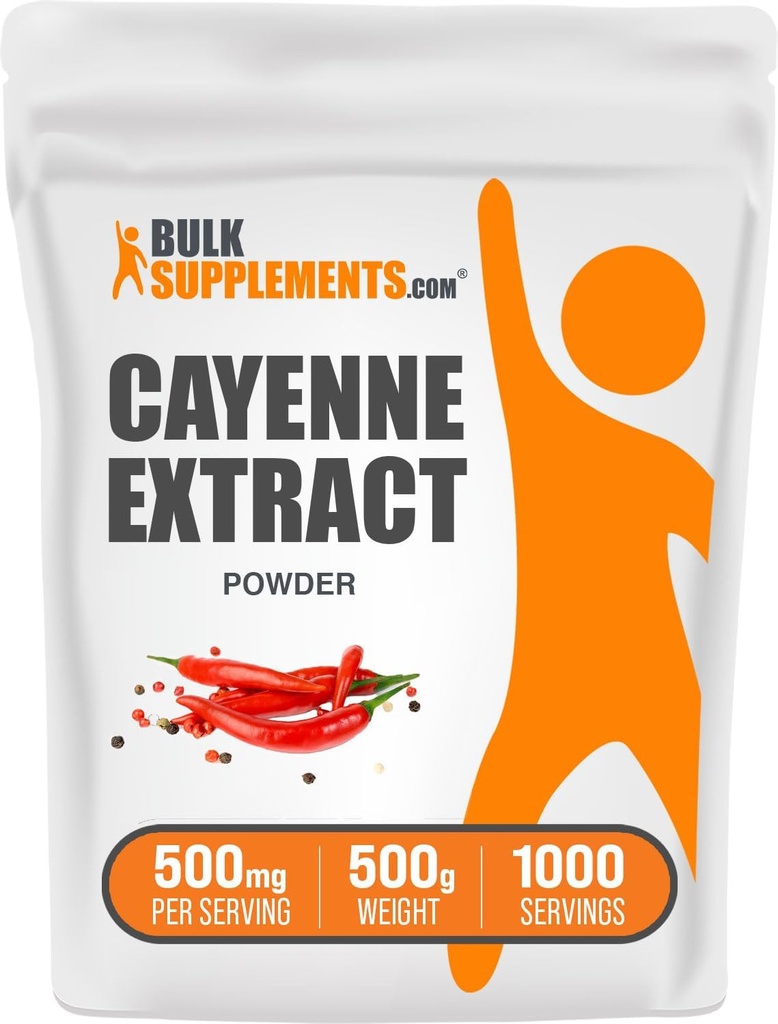 BulkSuplements.com Cayenne Pepper Extract Powder - Capsaicin Suplement, Capsicum Extract - 500mg dari Cayenne Extract per Serving, Cayenne Suppplement - Gluten Free (500 Grams - 1.1 lbs)