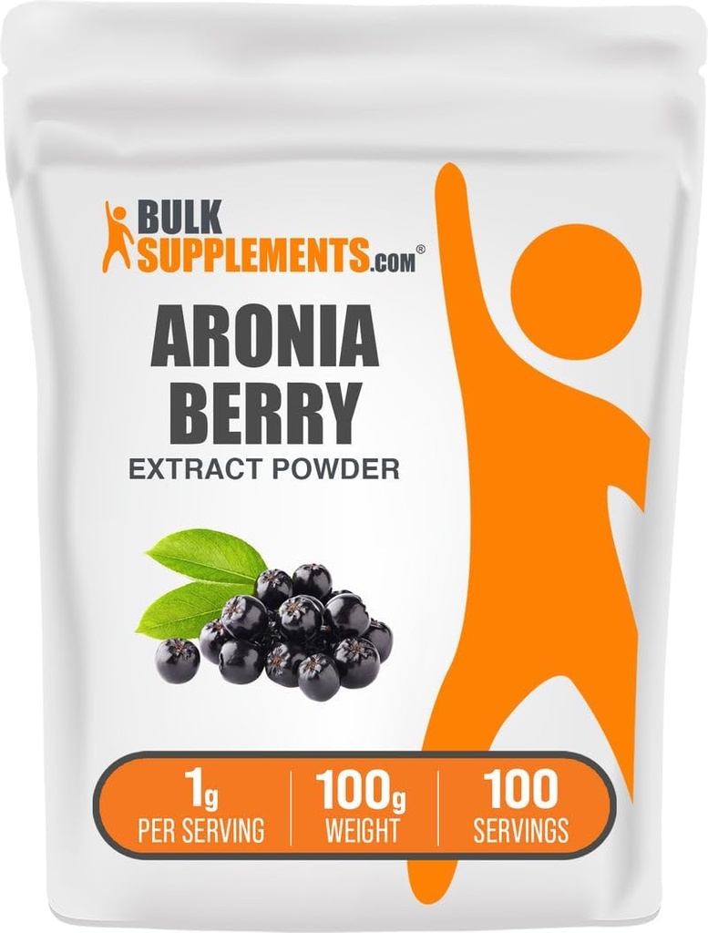 BulkSuplements.com Aronia Extract Powder - Aronia Berry Extract, Chokeberry Suplement - Gluten Free, 1g per Serving, 100g (3.5 oz) (Paket 1)