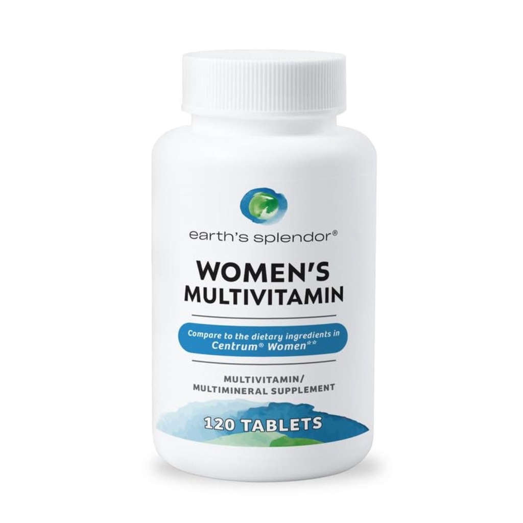 Bumi ini Splendor Women 's Multivitamin, Overall Wellness Support, Multimineral Suplemen, Membantu Metabolisme, Vitamin B12, Vitamin A, C, D, E, K, B6, Biotin (120 Ammune Dukungan Tablet)
