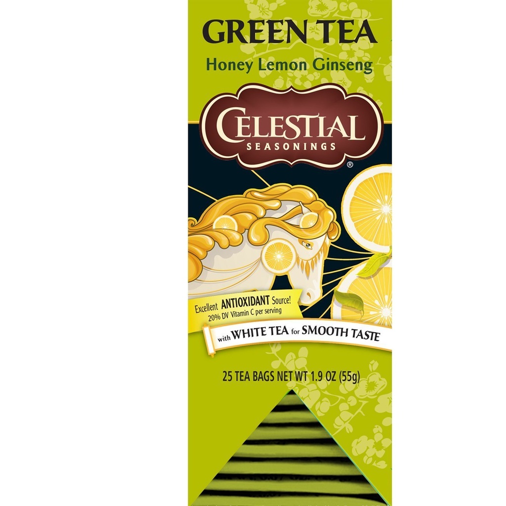 Celestial Seasonings Green Tea, Honey Lemon Ginseng, 25 Count (Paket 6)