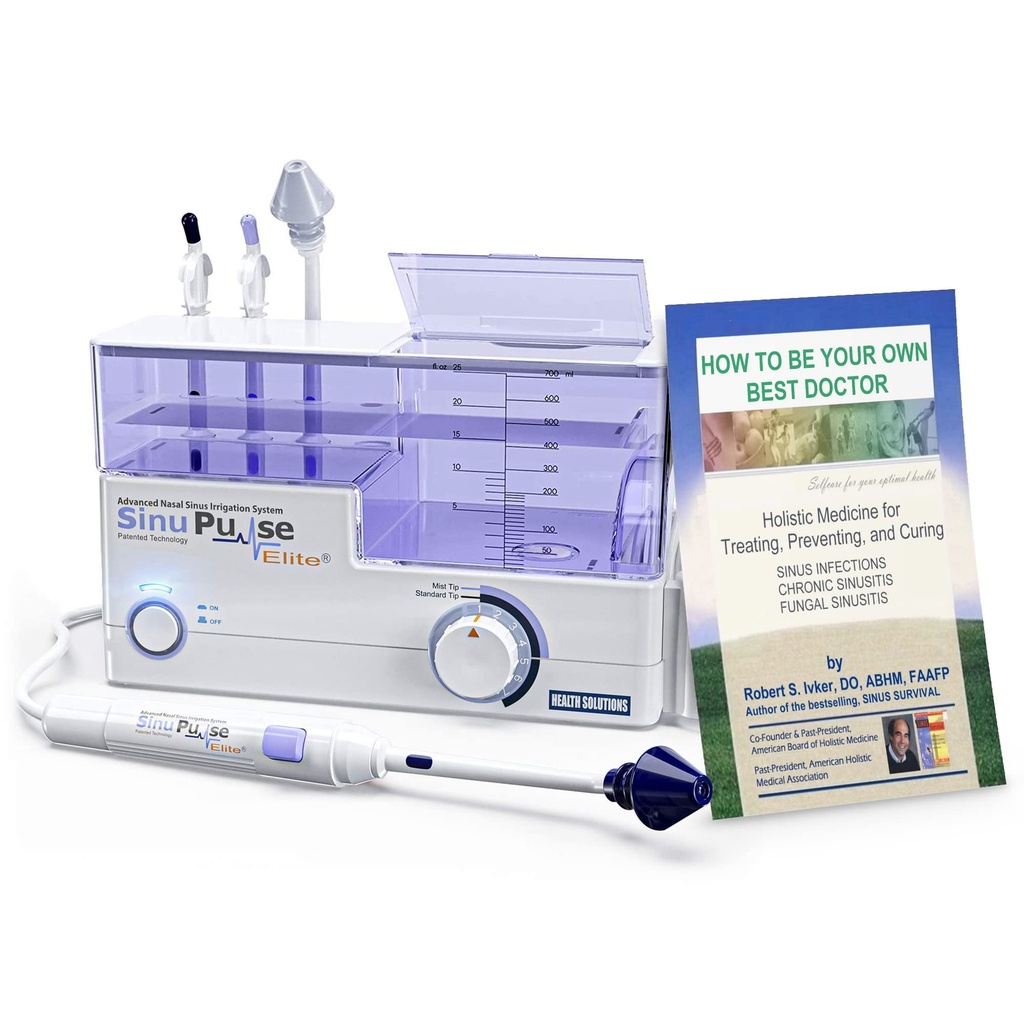 SinuPulse Elite Advanced Nasal Irrigation System, Pulsating Nasal Contraffic Relief & Sinus Rinse Machine, More Effective Than Neti Pot, Nose Spray atau Nasal Wash Bottle, dengan 30 SinuAir Packets