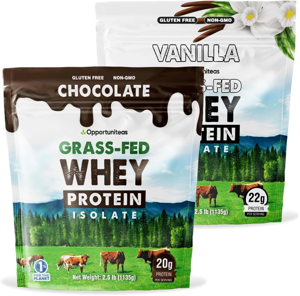 Opportuniteas Grass Fed Vanilla Choco Protein Isolat Powder - 20g Protein Powder Without Artificial Sweeteners, Hormone- Free Cows, Non GMO - 5lb