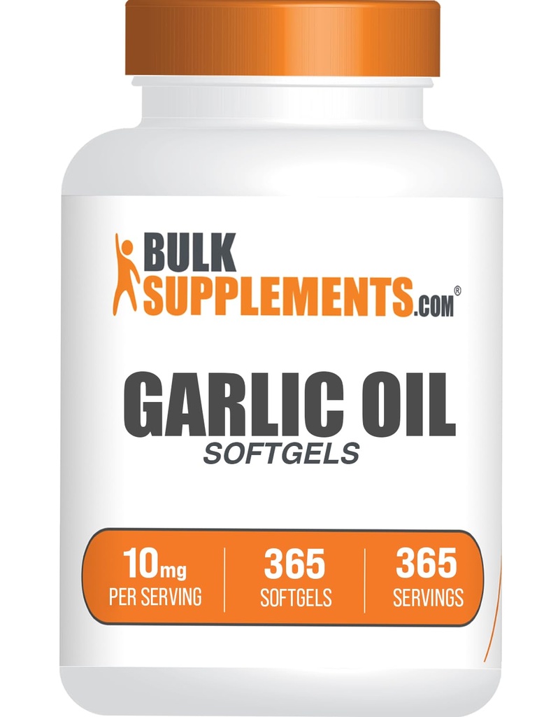 BulkSuplements.com Garlic Oil Softgels - Aged Bawang Suplemen, Odorless - Gluten Free, 1 Softgel per Serving (10mg), 365 Count (Paket 1)