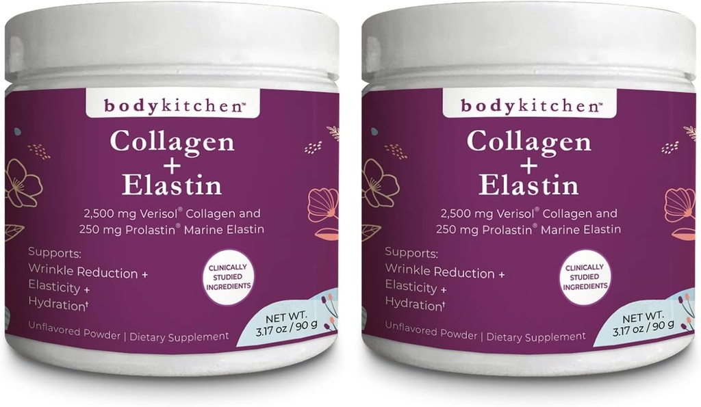 Body Kitchen Collagen dan 250 mg Eultin Supplement untuk Tanda Bantuan Penuaan, Dukung Skin Health & Elasticity, Fewer Wrinkles, Powder Unflashed, Tastless, Odorless, Magless, 30 Pack