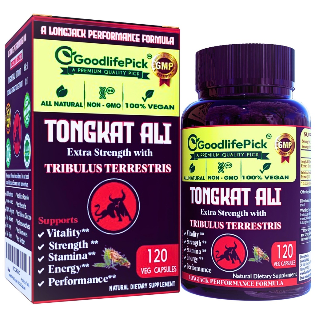 Ekstra Kekuatan Tongkat Ali dengan Tribulus Terrestris. Kuat (100: 1) Longjack / Tongkat Ali Ekstrak. 120 Veg Capsules Tongkat Ali untuk Men.All Natural, Non-GMO, Vegan, Tidak Stearate, Tidak Beras Powder