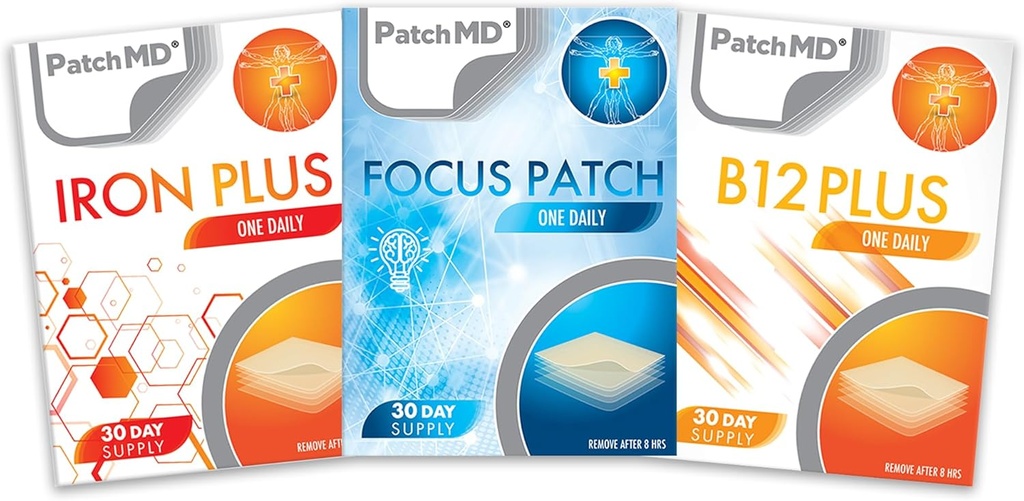 Iron Plus, B12 Energy Plus, Bundle Topical Patch - 30 Days Supply