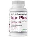 Koji Fermented Iron Plus - Iron Suplemen dengan Vitamin C, Vitamin D3 dan Pendukung Darah, Mudah Absorbed dan Bioavable, Stomach Friendan, Vegan, Non-GMO - 60 Capsules