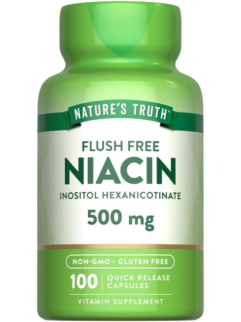 Nature 's Truth Flush Free Niacins 124; 500mg 124; 100 Capsules 14; Non-GMO & Gluten Free Suplemen