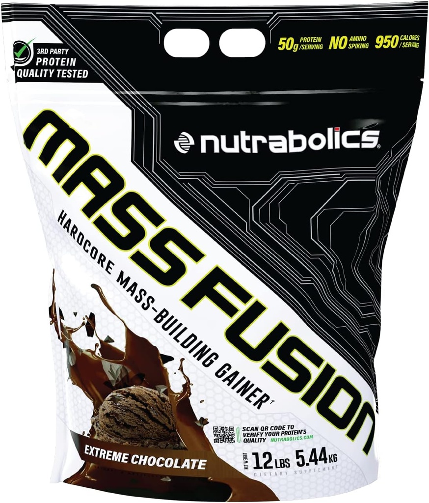 Nuttrabolics Mass Fusion (Extreme Chocolate, 12 Ib (29 Pelayan)))