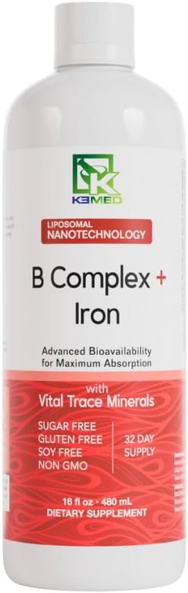Kompleks B Nanonutrition + Iron 126; Lipomal Nanoteknologi 124; 100% Natural Ingreations 124; 16 Fl. Oz.