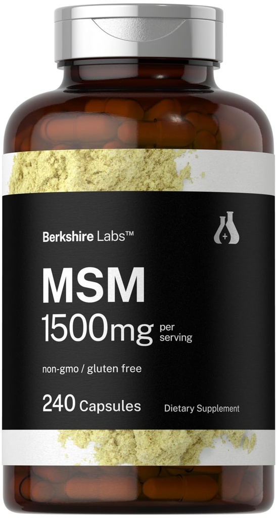 Horbäach MSM Capsules 1500mg 124; 240 Count 124; Non- GMO, Gluten Free Suplement = 124; Berkshire Labs