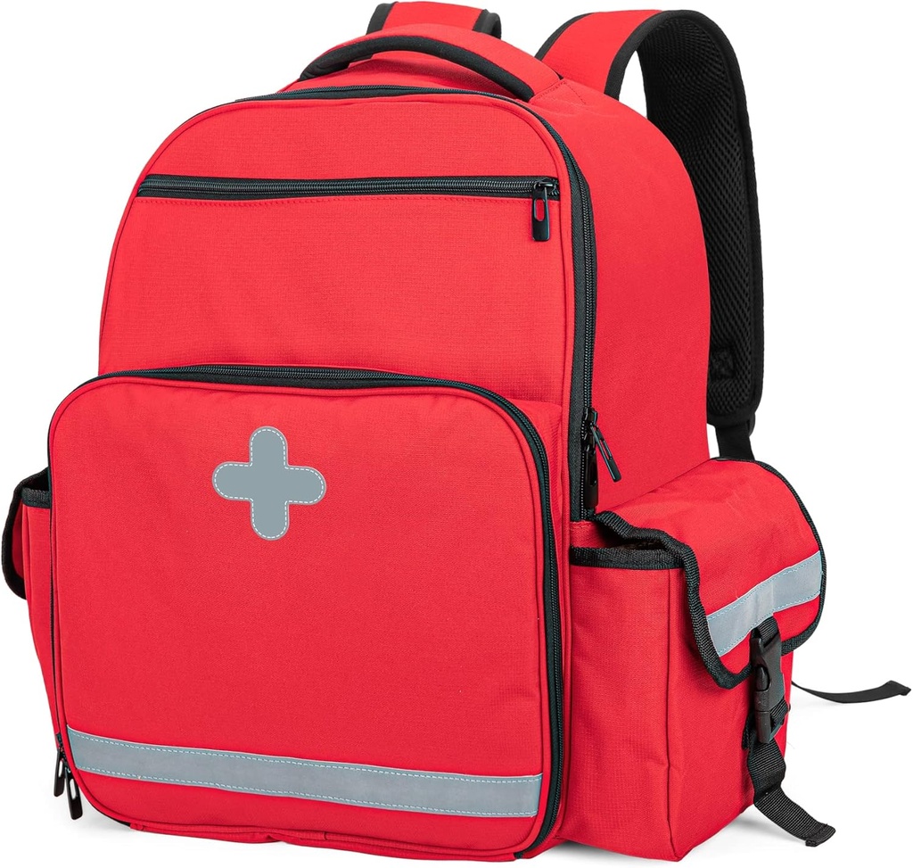 Ransel Medis Darurat CURMIO Kosong, Pertama Responder EMT Bag untuk EMS, Camping, Perkembangan, Kesehatan Rumah, Perjalanan Lapangan, Merah (Hanya Bag, Desain Patenkan)
