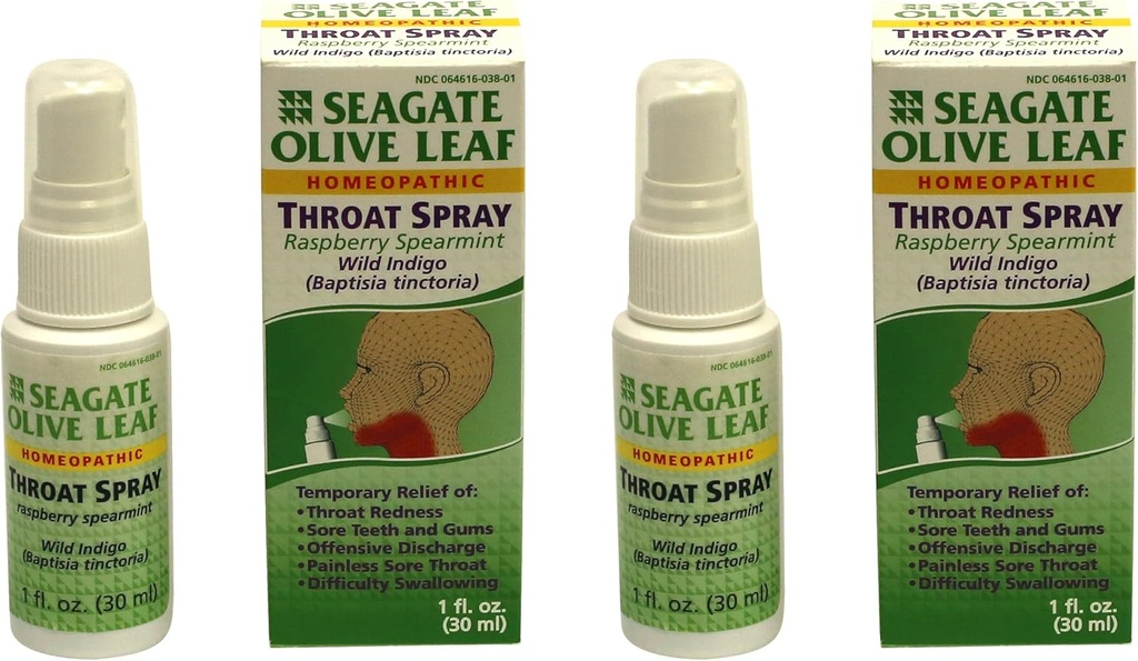 Seagate Product Homeopathic Olive Leaf Spraat (Pack of 2) 1 Ounce Raspberry- Spearmint