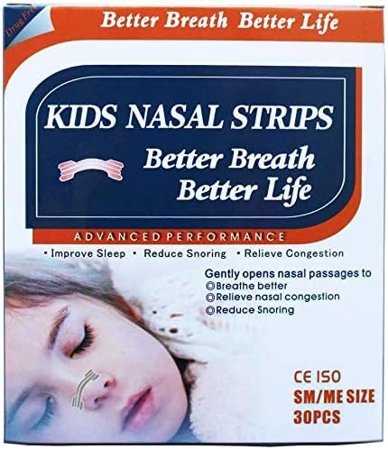 30 Natural Drug-Free Kids Better Breath Nasal Strips for Nasal Contraffic, Allergy, Cold, Flu, Sinus, Stuffy Nose, Snoring, Deviated Septum, Sletic Aid, Athletic Performance