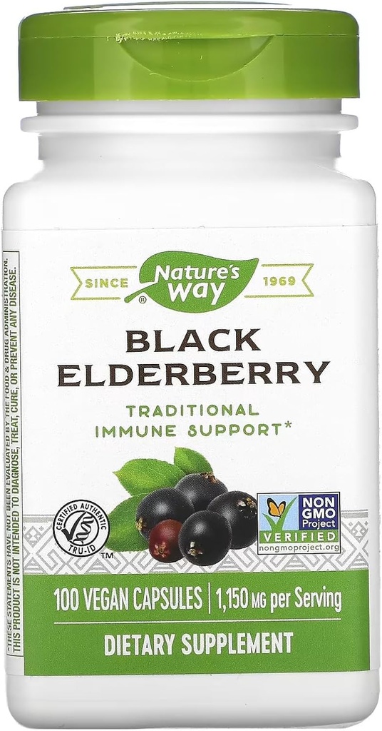 Nature 's Way Black Elderberry 100 kapsul Kemasan 3