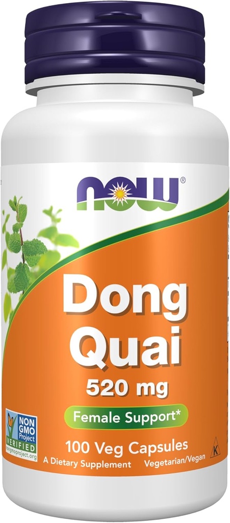Suplemen SEKARANG, Dong Quai (Angelica sinensis) 520 mg, Dukungan Perempuan *, 100 Veg Kapsul