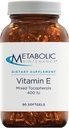 Pengelolaan Metabolik Vitamin E Kompleks (Mixed Tokopherols) 400 IU dengan D-Alpha D-Beta D-Gamma + D-Delfa Tambahan - Cardiovascular + Antioksidant Dukungan (90 Capsules)