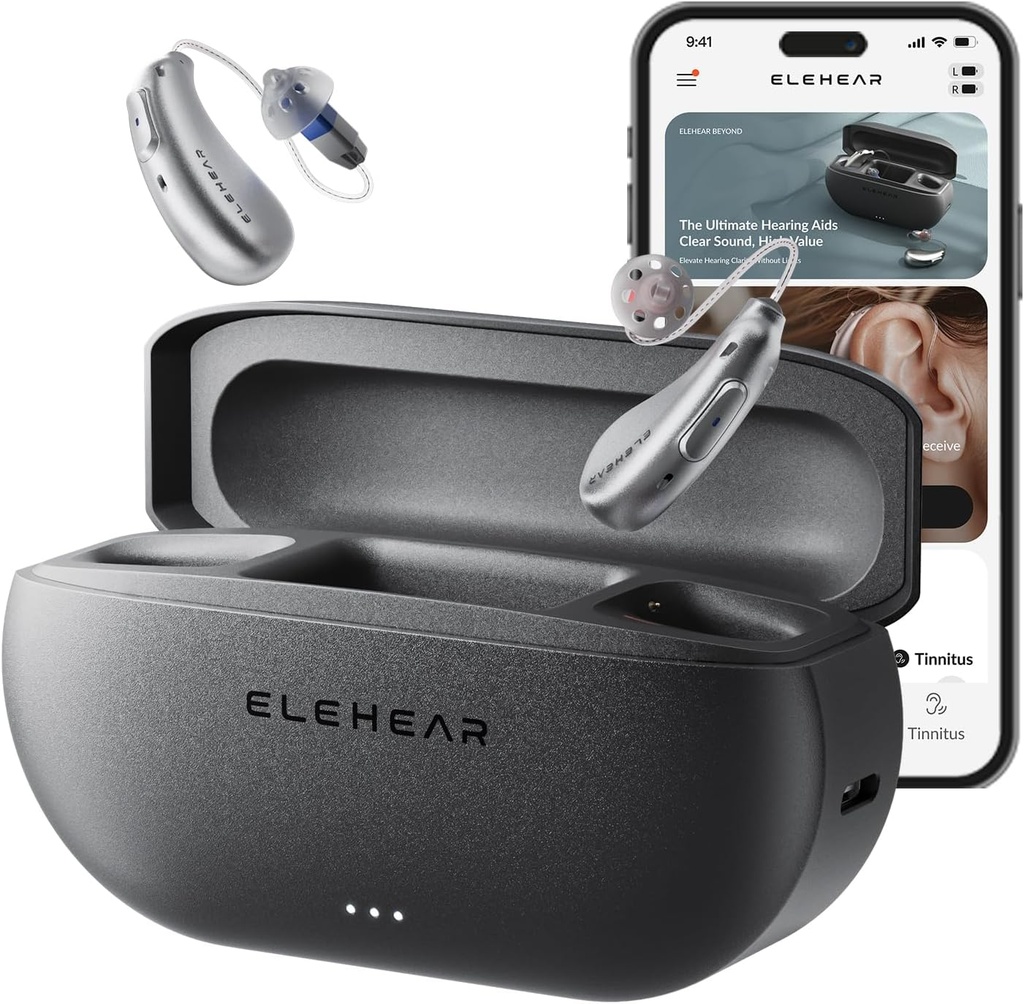 ELEHEAR- Beyond OTC Hearing Aids, AI powered Speech Enhancement and Tinnitus Masking, Superior Sound Quality, Connetivity with iOS or Android Devices via Bluetooth 5.3, for Senior and Adults