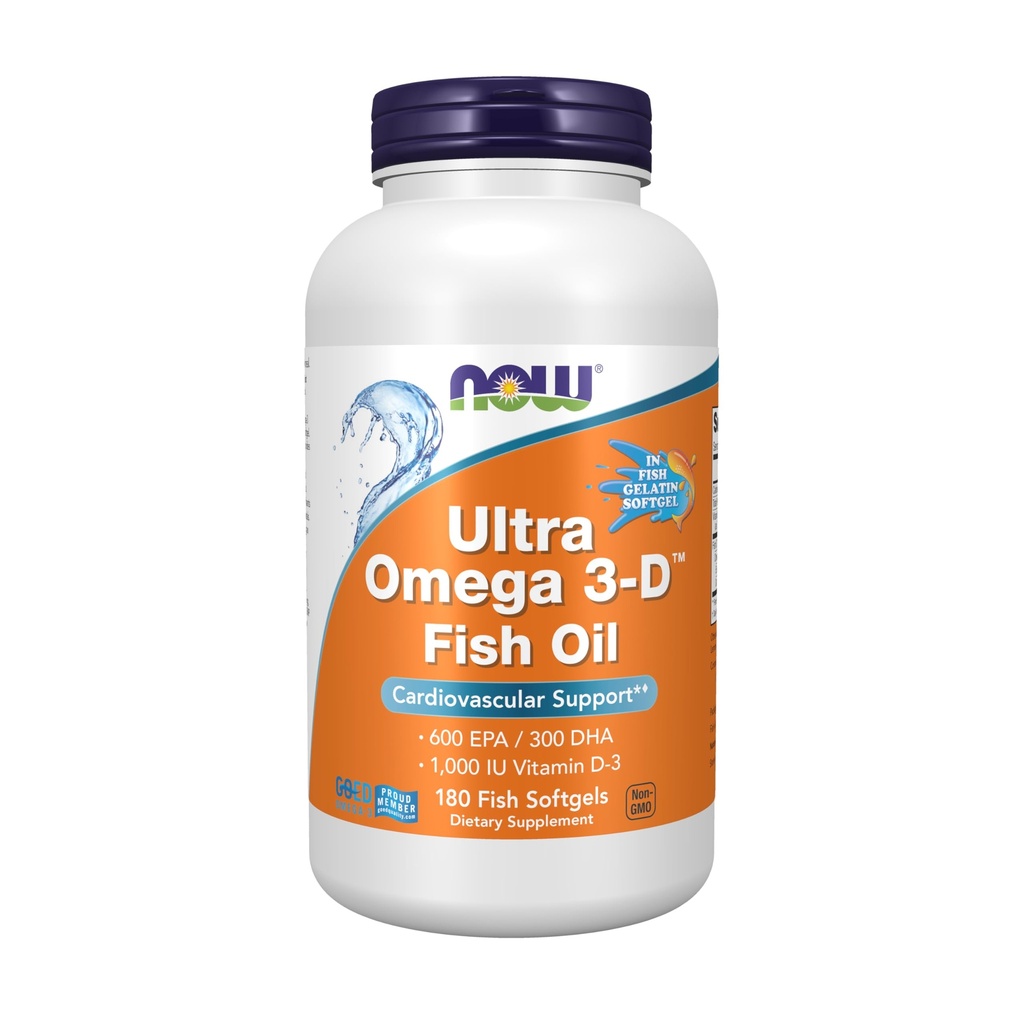 Omega-3 Minyak ikan + Vitamin D- 3, Dukungan Cardiovaskular *, 180 Softgels