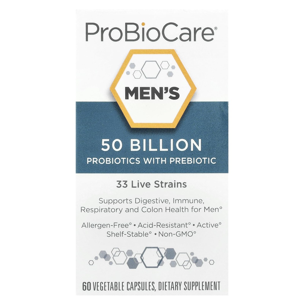 Probiotik untuk Pria - 50 Milyar CFUs, Mendukung Kesehatan Digetical dan Keseimbangan Gut Flora, Promoses Overall Wellness, dan Enhances Imune Fungsi (60 Katup Vegetable)