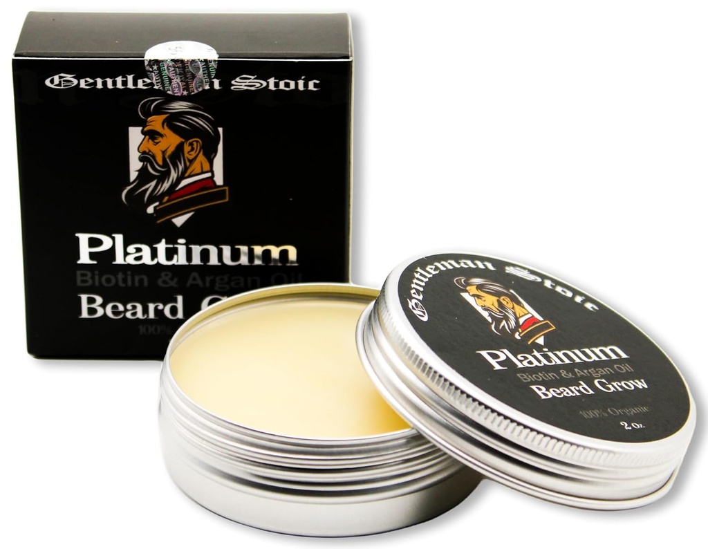 Platinum Beard - All Natural Beard Balm For Men - Biotin Enhanced Balm With Argan & Vitamin E Infused leave in beard conditioner for men - Vanilla Spice (2oz - Pack of 1)