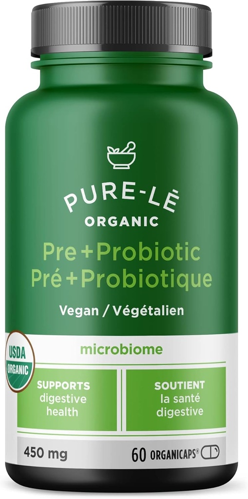 USDA Organic Prebiotic + Probiotic 60 Organiches - Vegan Sertifikasi Organik Kosher Lengkap Bantuan Digessive Daily. Semua Natural - Ultra Premium Digeptical Dieter Suplemen.
